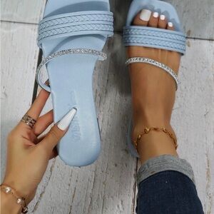 SHEIN Light Blue Braided Strap Sandals